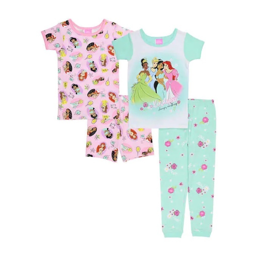 Disney Princess Kids' 4-piece Cotton PJ Set - size 5 - Picture 2 of 7